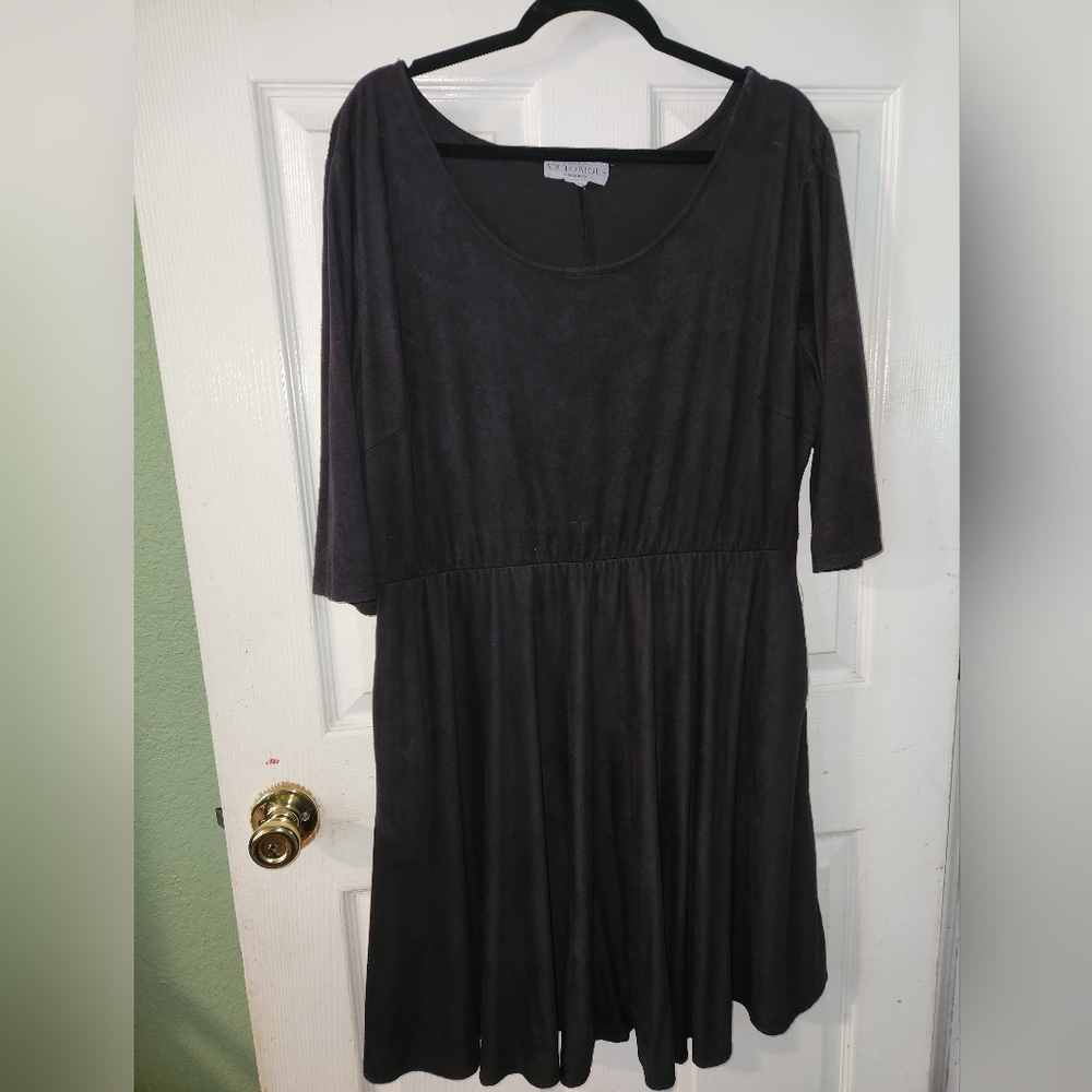 Charcoal gray, fit and flare dress